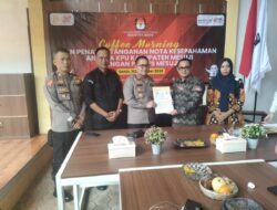 Kapolres Mesuji Hadiri Coffe Morning dan Penandatanganan Nota Kesepahaman Dengan KPU Mesuji