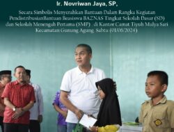 Sekda Tubaba Serahkan Pendistribusian Bantuan Beasiswa BAZNAS