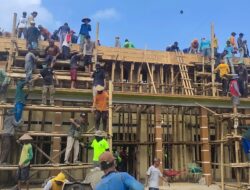 Pembangunan Masjid,Petugas Dan WBP Lapas Gunung Sugih Gotong Royong