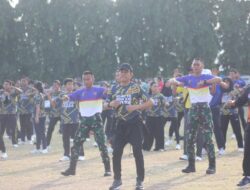 Bersama Pj. Gubernur Lampung, Danrem 043/Gatam Senam Bersama Atlet Dan Pelatih Kontingen Lampung Untuk PON Aceh-Sumatera Utara