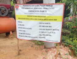 Desa Jaya Sakti Realisasikan Pembangunan Jalan Rabat Beton Bersunber Dari DD 2025