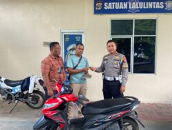 Sat Lantas Polres Mesuji Serahkan 1 Unit Kendaraan Motor Hasil Curian Kepada Polres Lampung Tengah