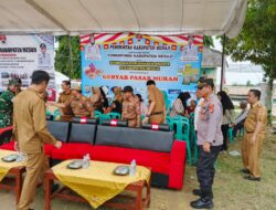 Personil Polres Mesuji Bersama TNI,Sat Pol PP Melaksanakan Pengamanan Pasar Murah di Pasar Rakyat Simpang Pematang